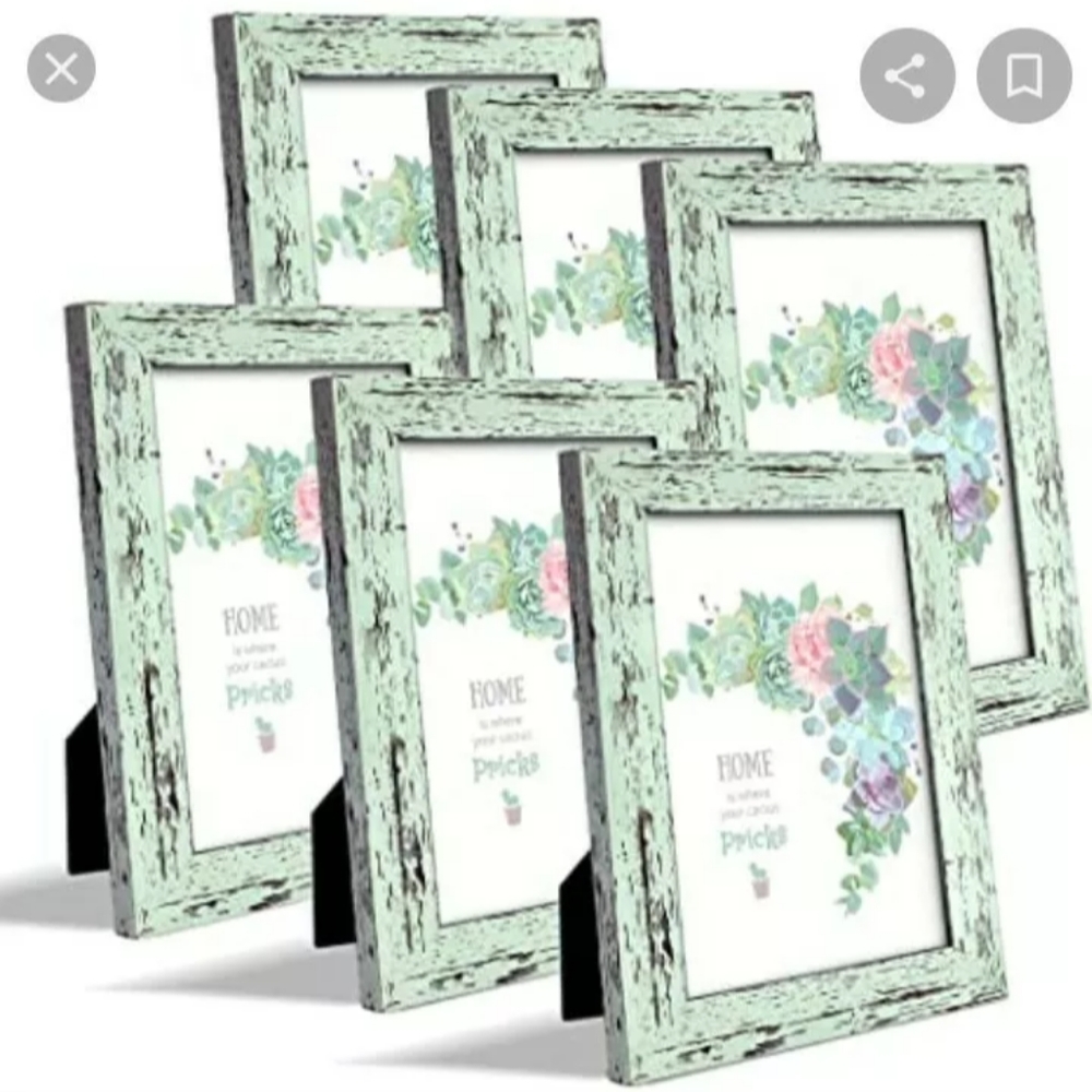 Ziranling 4x6 Picture Frames Wood Rustic Blue White 6PCS Set